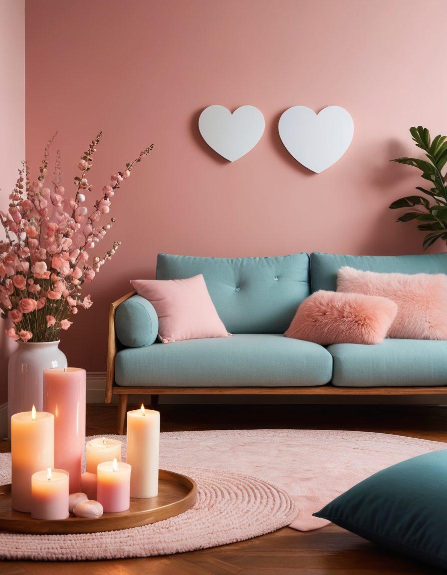 A serene and intimate setting, showcasing a diverse group of adults engaging in respectful conversations about sexual wellness. Include soothing colors like soft pinks and blues, with symbols of open communication such as speech bubbles or hearts. Add elements representing boundaries, trust, and self-care, like candles, flowers, and cozy textiles in the background. The scene should radiate warmth, openness, and inclusivity. super-realistic. warm colors. vibrant accents.